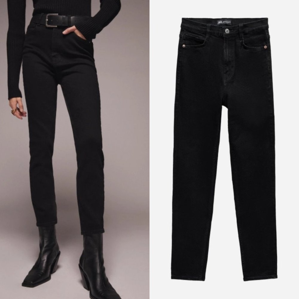 ZARA Women's Size 6 Black Wash Skinny Leg Vintage Jeans High Waisted Hi Rise S